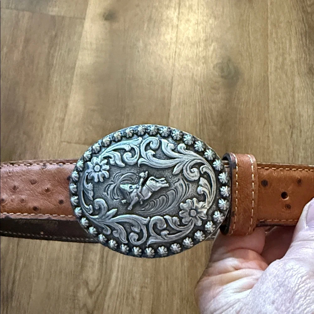 WRANGLER Western Brown Leather Boys Belt & Buckle